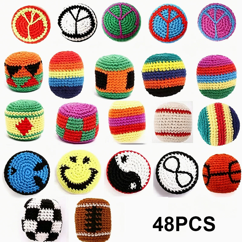 Multi-Pattern Hand-Knitted Hacky Sack Set