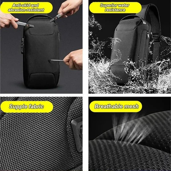 USB-laddning Sport Sling Stöldskyddad axelväska
