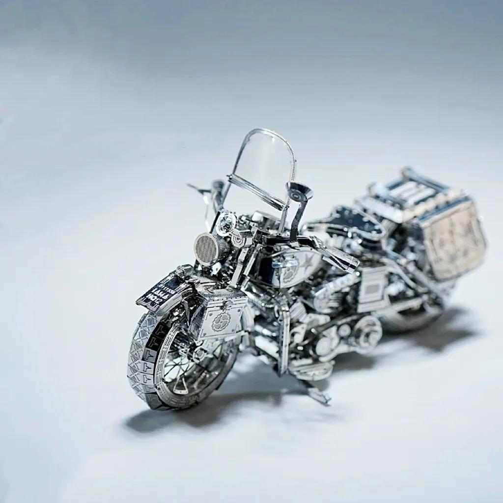 🔥SPECIAL OFFER🔥Silver 3D Metal Motorcycle Construction Puzzle