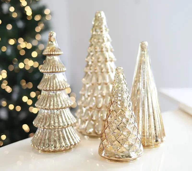 ✨ Skimrande jul – set med upplyst julgran i kvicksilverglas ✨