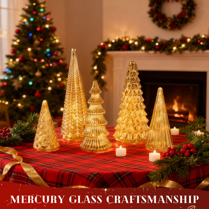 ✨ Skimrande jul – set med upplyst julgran i kvicksilverglas ✨