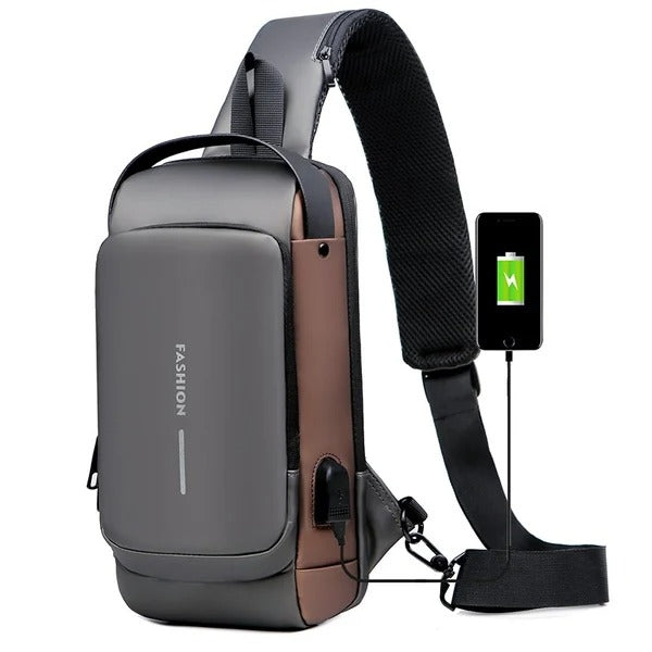 USB-laddning Sport Sling Stöldskyddad axelväska