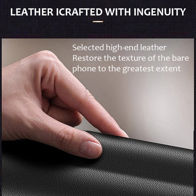 Heltäckande, droppskyddat mobilskal i äkta läder (Samsung Galaxy S23 S24 Plus Ultra) med magnetisk korthållare