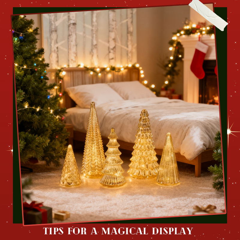 ✨ Skimrande jul – set med upplyst julgran i kvicksilverglas ✨
