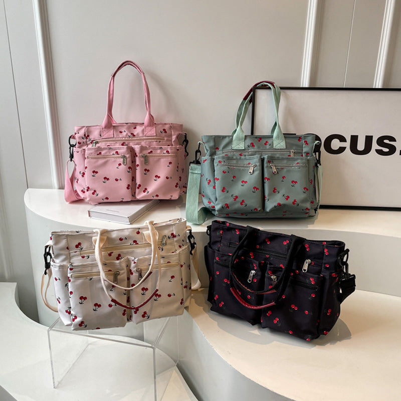 đTotebag med körsbĂ€rstryck