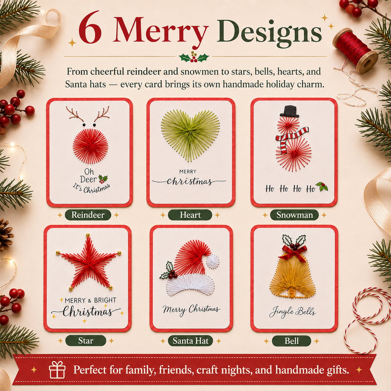 🎄🧵Merry & Bright Christmas DIY Kit (6 pcs)