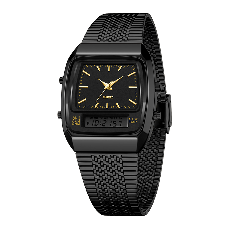 β LIMITED-TIME 50% OFF! π₯ Retro Style Square Face Multifunction Watch β Dual Display, Zinc Alloy, Stainless Steel β¨