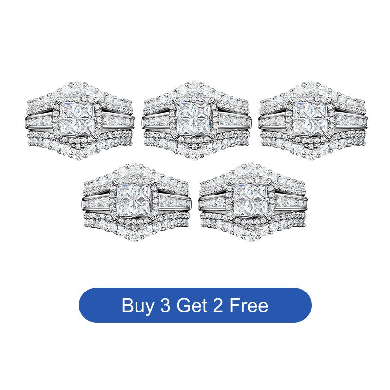 π LIMITED-TIME 50% OFF! π₯ Women's Princess Cut Cubic Zirconia Filled Ring β Pave Setting, Multi-Layer Band, Sparkle β¨