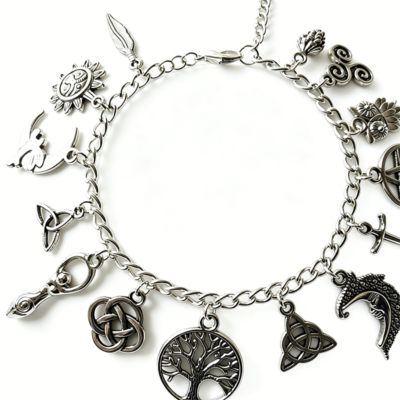 πΏ LIMITED-TIME 50% OFF! β¨ Vintage Pagan Charm Bracelet β Spiritual Symbols, Antique Silver, Bohemian Style π