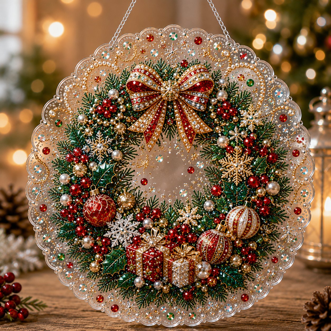 🎄 Premium Christmas Pearl Diamond Art Ornament Kit | DIY Holiday Hanging Decor