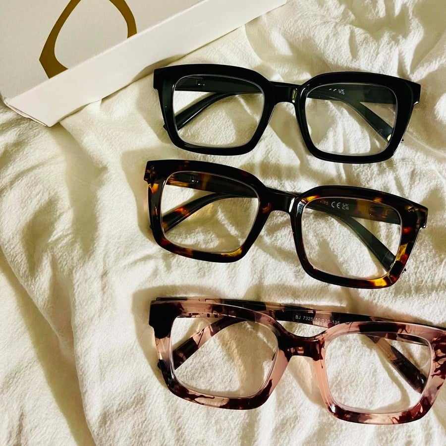 👓3-pack sköldpaddsmönstrade läsglasögon - Blåljusblockerande, stora fyrkantiga läsglasögon