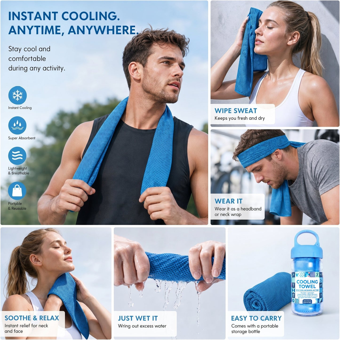 ⏰Last Day Buy 1 Get 1 Free❄💦Cold Sweat Towel You Can Use Anywhere, Anytime! Reusable Soft Absorbent Cooling Portable– US Ready!