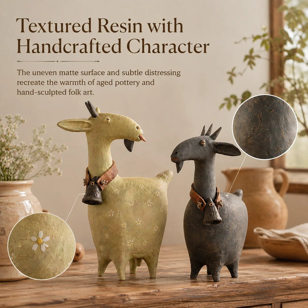 Whimsical Farmhouse Goat Figurines