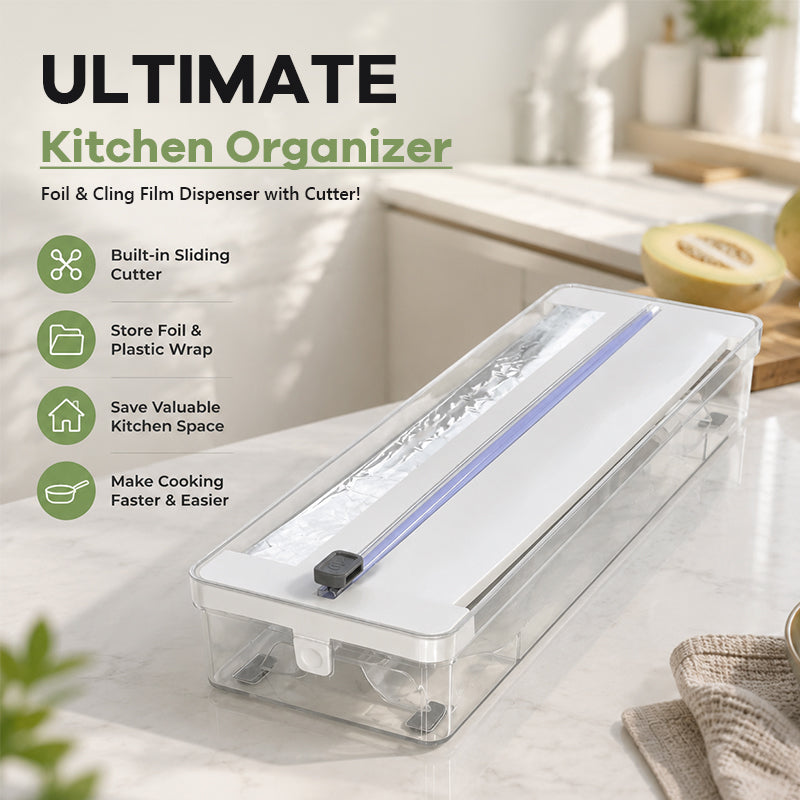 Kitchen Aluminum Foil Paper Plastic Wrap Storage Cutting Box 🍳