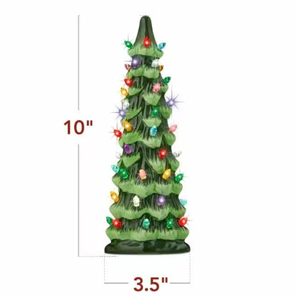 Handmålad keramisk julgran med led-lampor, förtänd🎄