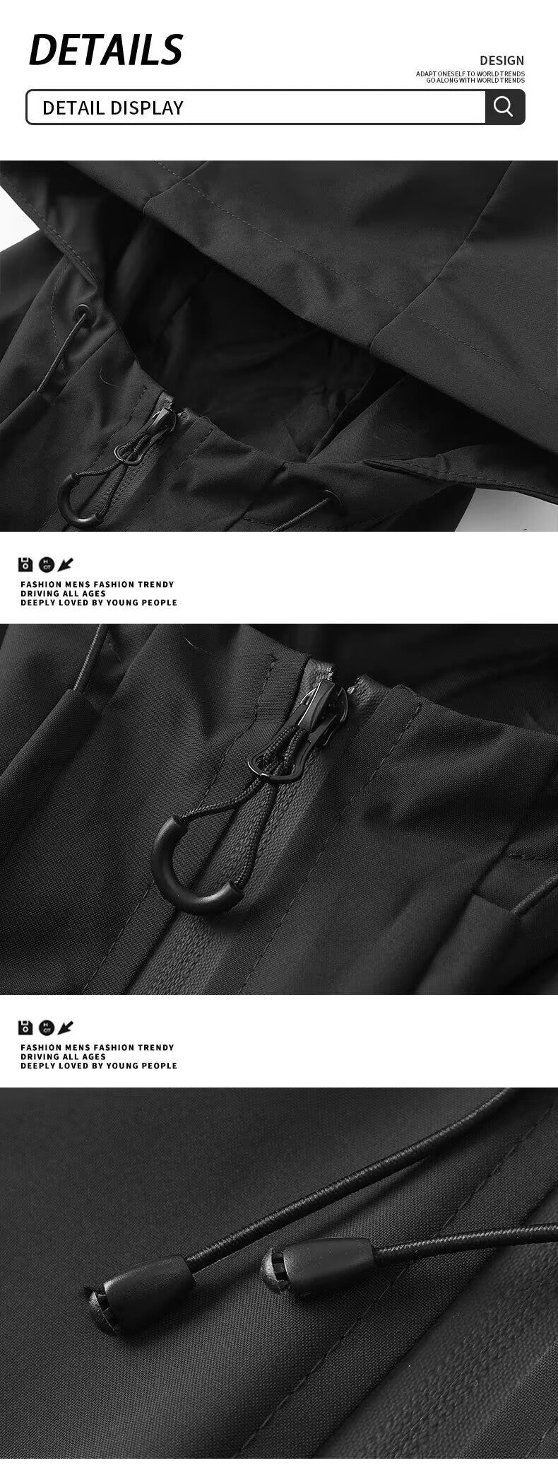 Herrjacka Med Enfärgad Design Och Friluftsstil🔥Fri frakt