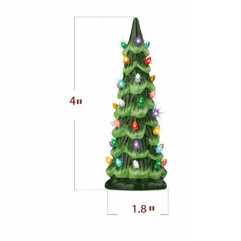 Handmålad keramisk julgran med led-lampor, förtänd🎄