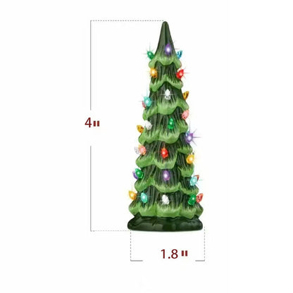Handmålad keramisk julgran med led-lampor, förtänd🎄
