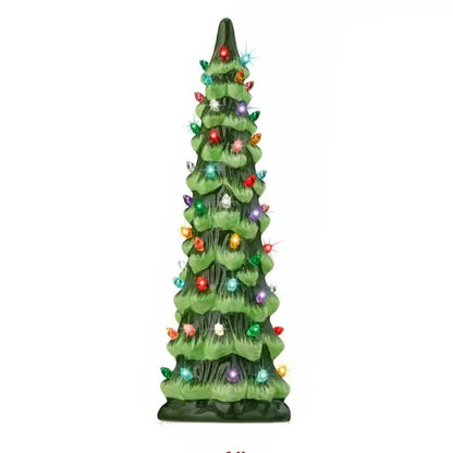 Handmålad keramisk julgran med led-lampor, förtänd🎄