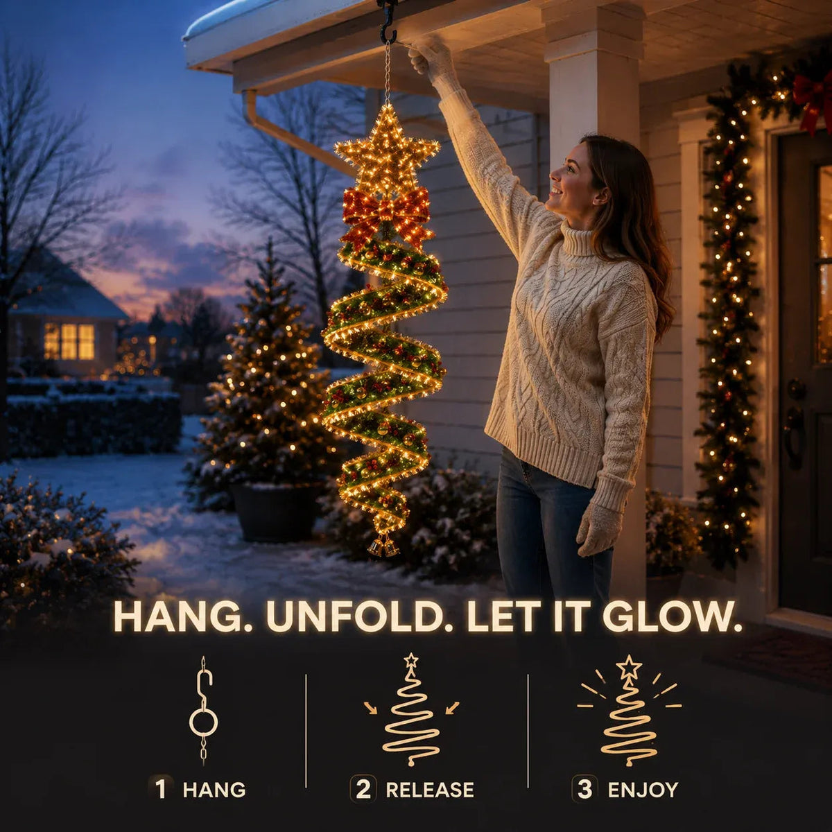 Christmas Magic Spiral Hanging LED Light Collection