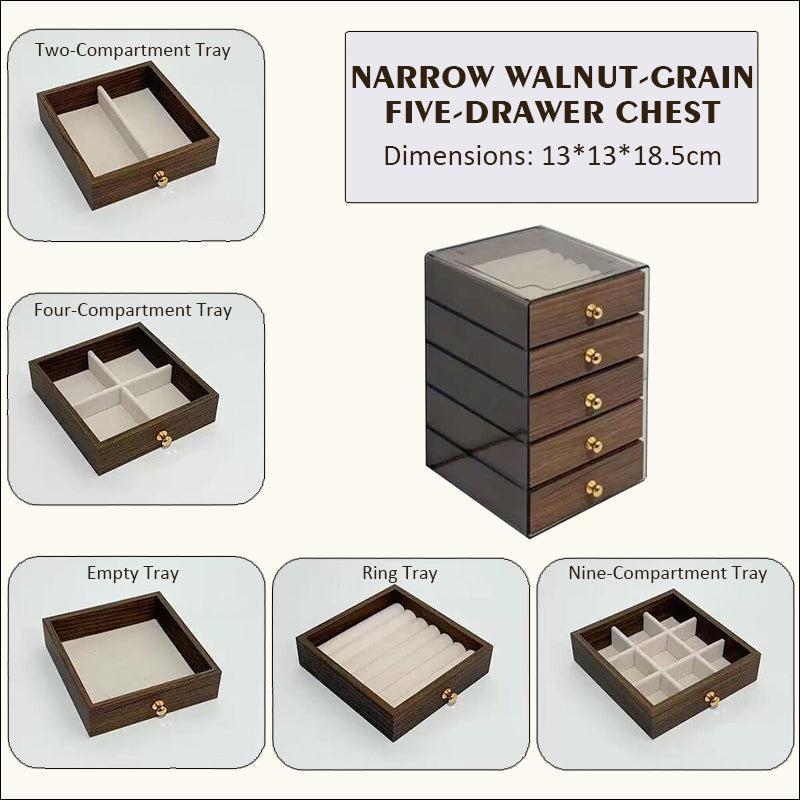 5-lagers smyckeskrin i valnötsträ