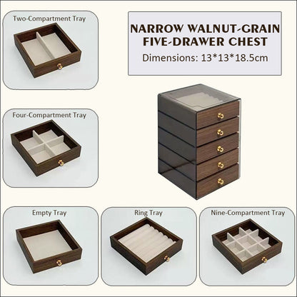 5-lagers smyckeskrin i valnötsträ