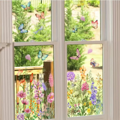 💐Färgglad Blombukett Fönsterklistermärke🖼️(Klipp Till Önskad Storlek)