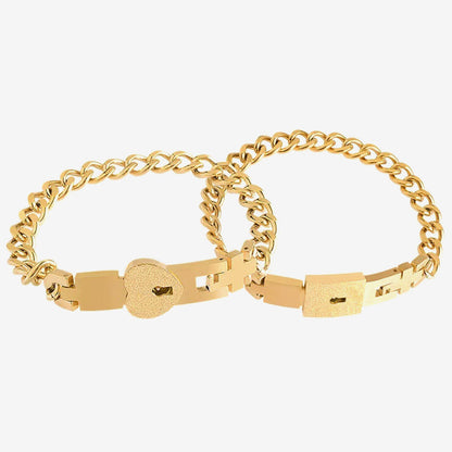 Matching bracelets with a heart-shaped lock
