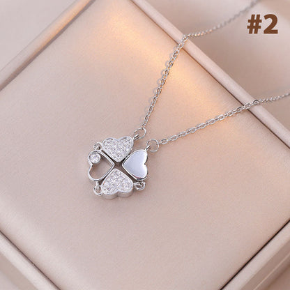 A Heart to Heart Double Wear Öppna Stäng Fyrklöver Halsband