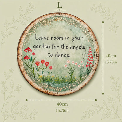 ✨ Handmade Angel Dance Round Metal Sign, Vintage Cottage Garden Wall Decor Gift