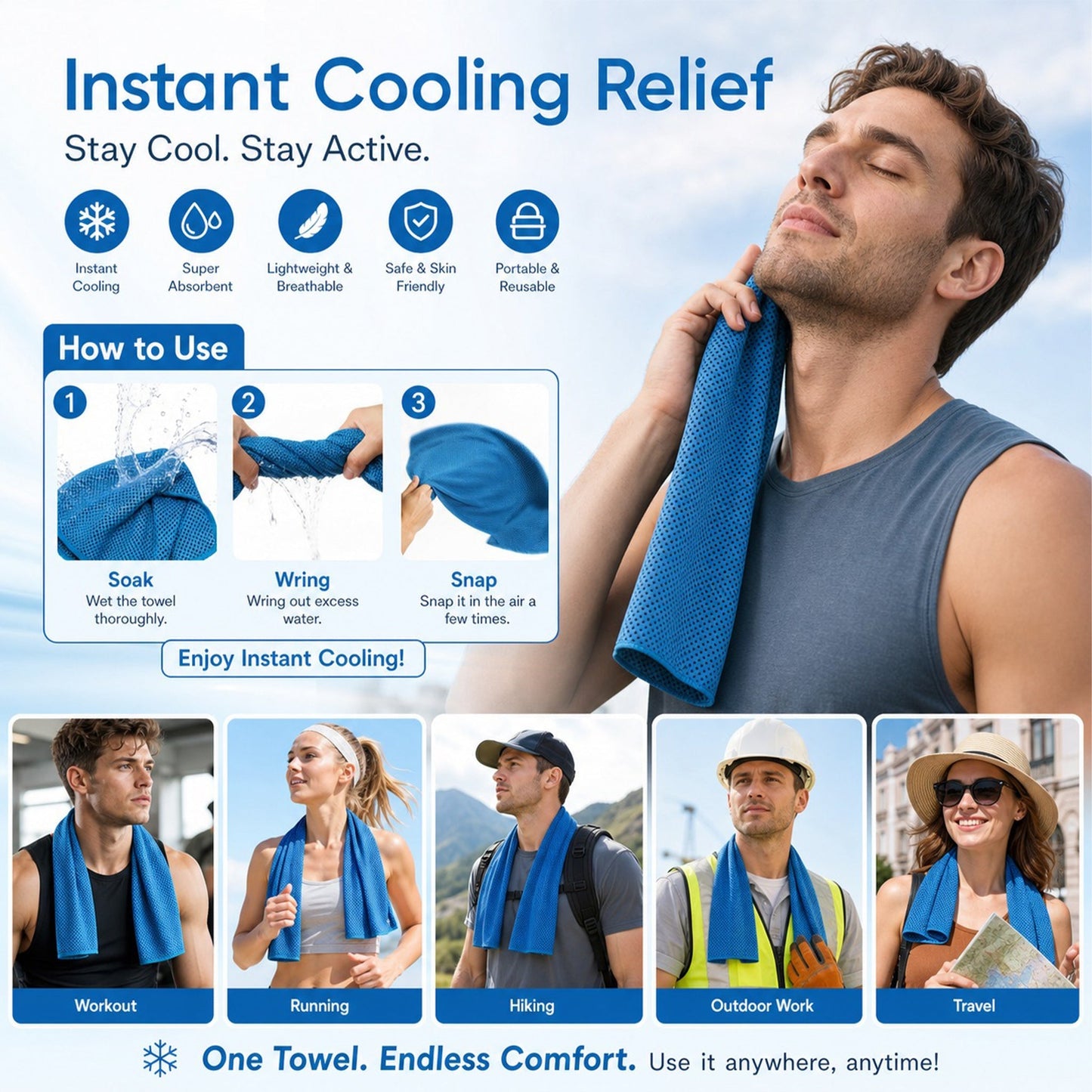 ⏰Last Day Buy 1 Get 1 Free❄💦Cold Sweat Towel You Can Use Anywhere, Anytime! Reusable Soft Absorbent Cooling Portable– US Ready!