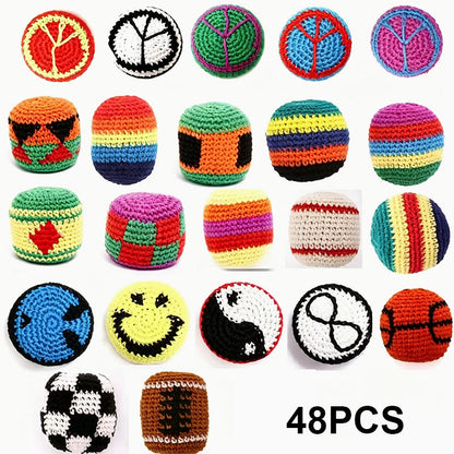 Multi-Pattern Hand-Knitted Hacky Sack Set