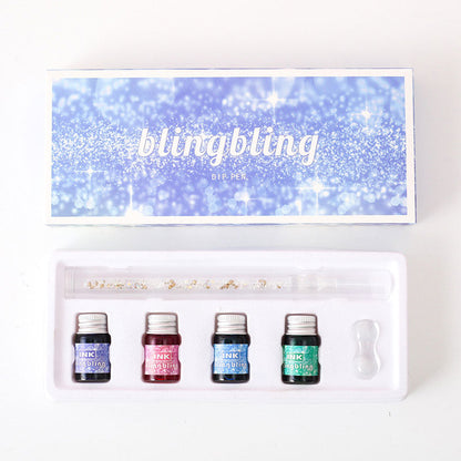 Glaspenna med skimrande bläckset