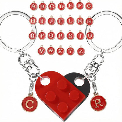 Hjärtbokstäver Nyckelringsset