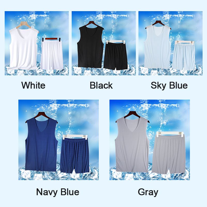 🔥Hot Sale 49% rabatt🔥Herr V-ringad Ice Silk Tank & Shorts 2-delat set