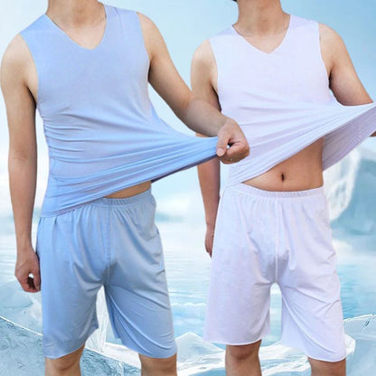 🔥Hot Sale 49% rabatt🔥Herr V-ringad Ice Silk Tank & Shorts 2-delat set