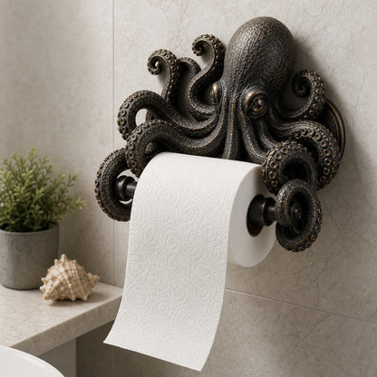 Ocean Guardian Toilet Paper Holder with Turtle/Shark/Octopus Design, Resin Wall Mount Bathroom Decor, Housewarming/Father's Day Gift for Ocean Lover