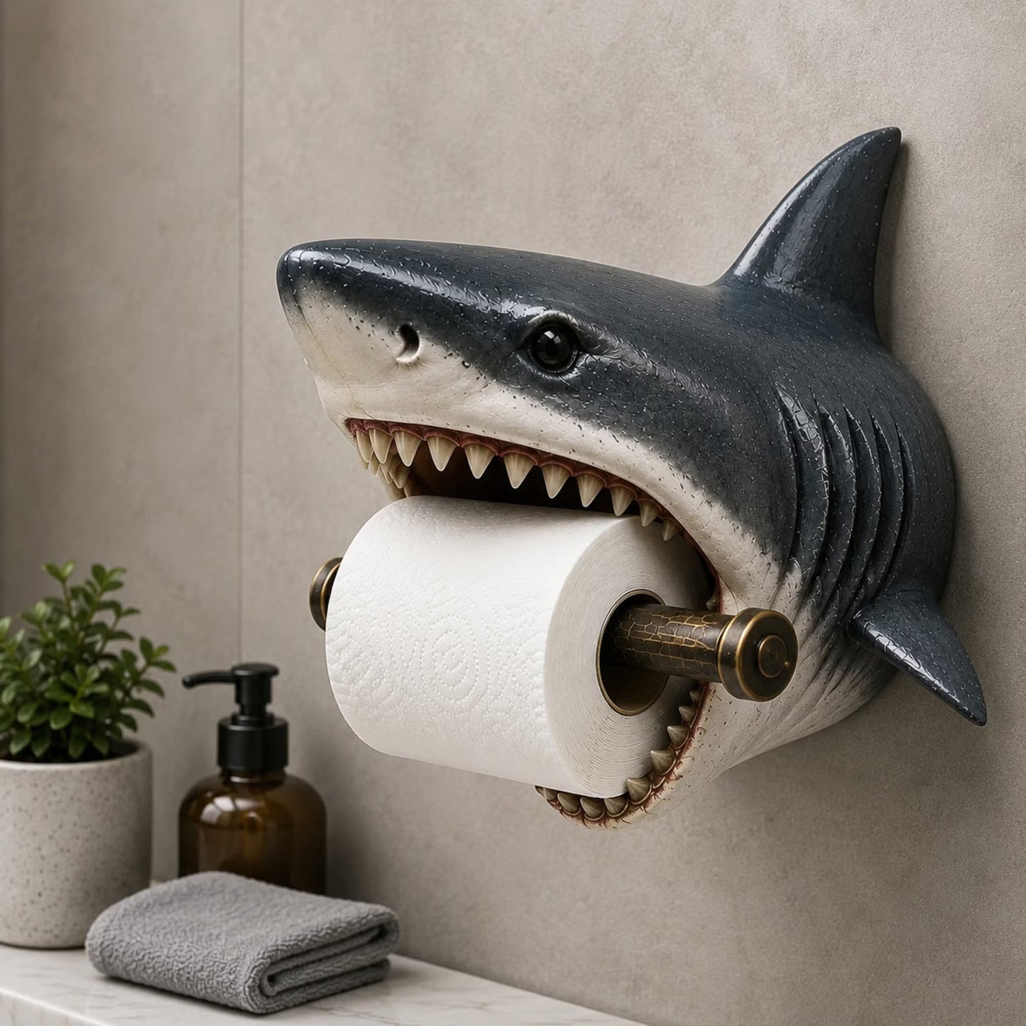 Ocean Guardian Toilet Paper Holder with Turtle/Shark/Octopus Design, Resin Wall Mount Bathroom Decor, Housewarming/Father's Day Gift for Ocean Lover