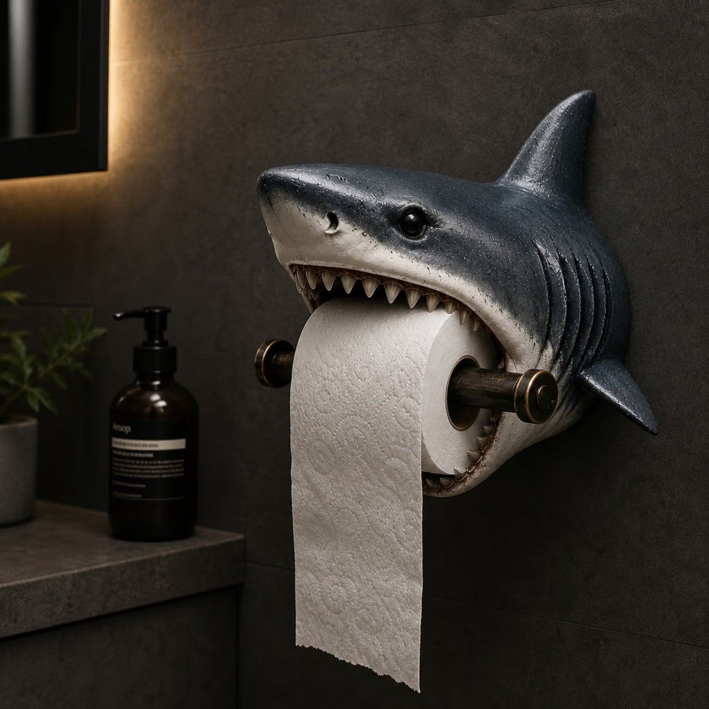 Ocean Guardian Toilet Paper Holder with Turtle/Shark/Octopus Design, Resin Wall Mount Bathroom Decor, Housewarming/Father's Day Gift for Ocean Lover