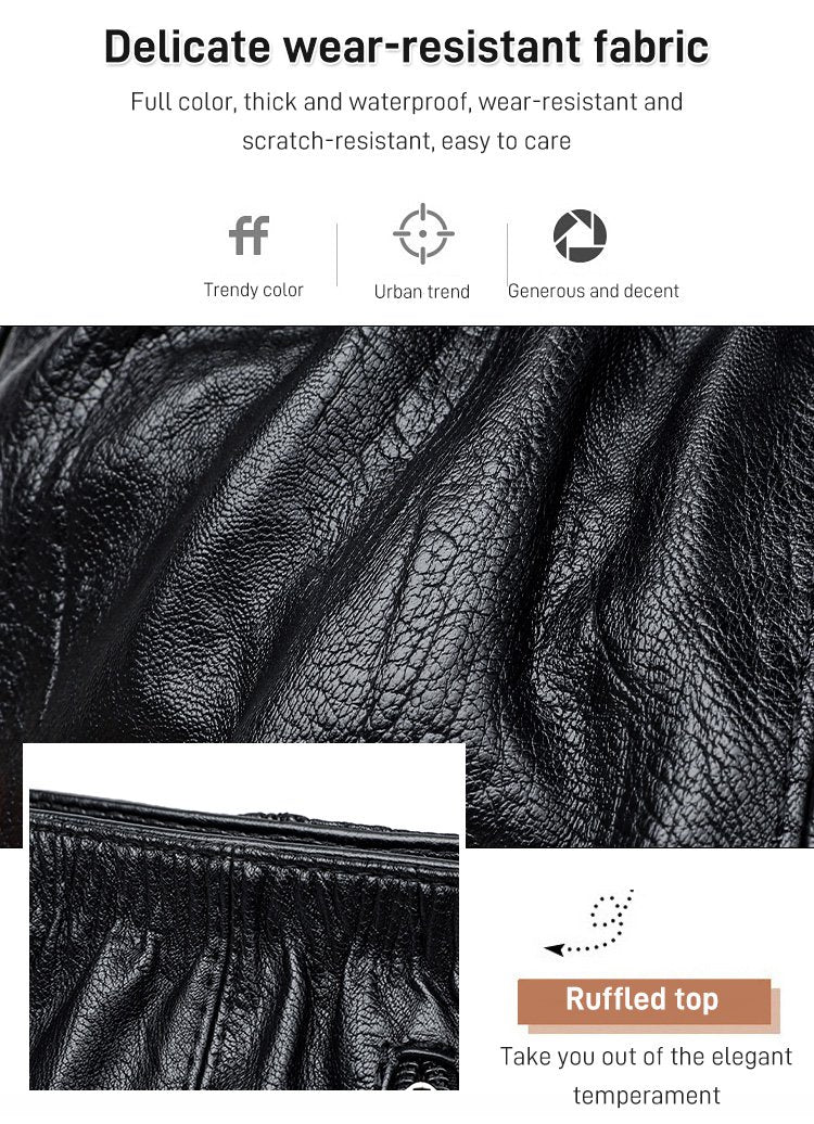 Mjuk läderväska med skrynklig design 👜✨