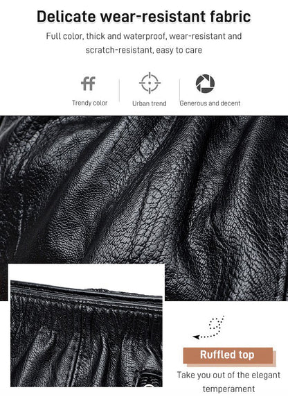Mjuk läderväska med skrynklig design 👜✨