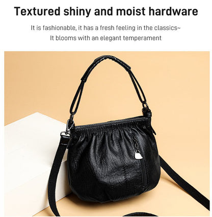 Mjuk läderväska med skrynklig design 👜✨