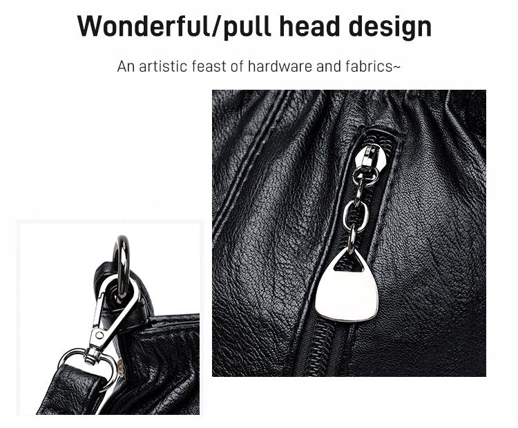 Mjuk läderväska med skrynklig design 👜✨
