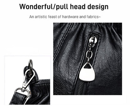 Mjuk läderväska med skrynklig design 👜✨
