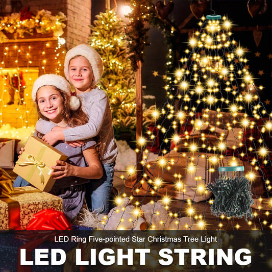 🎄 LED Ring Vattenfall Julgransbelysning 🎄