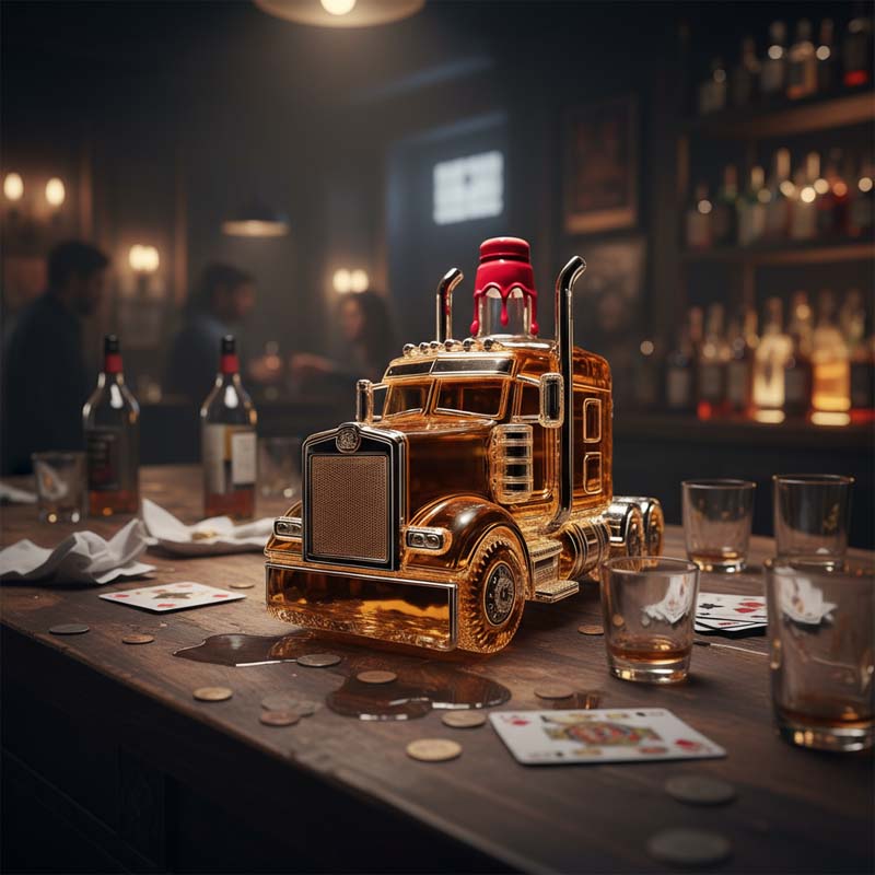 Lastbil whiskyflaskor