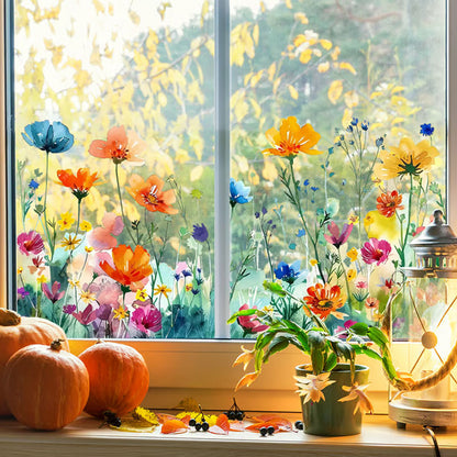 💐Färgglad Blombukett Fönsterklistermärke🖼️(Klipp Till Önskad Storlek)