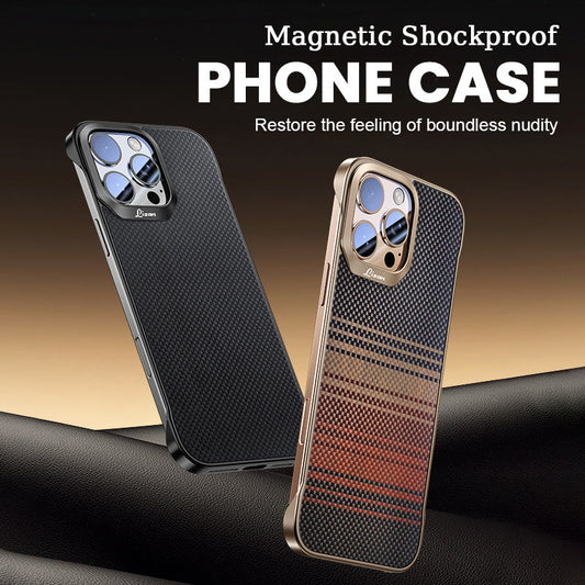 Magnetiskt stötsäkert telefonfodral med Kevlar-textur