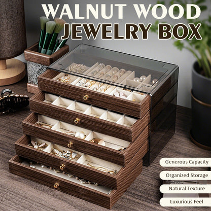 5-lagers smyckeskrin i valnötsträ