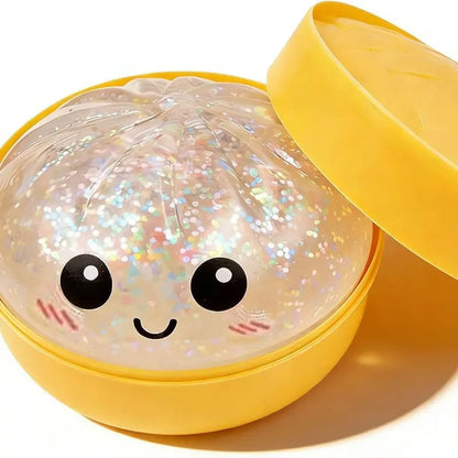 Glitter Dumpling Squishy Box – Söt fidgetleksak som lindrar ångest, med förvaringslåda